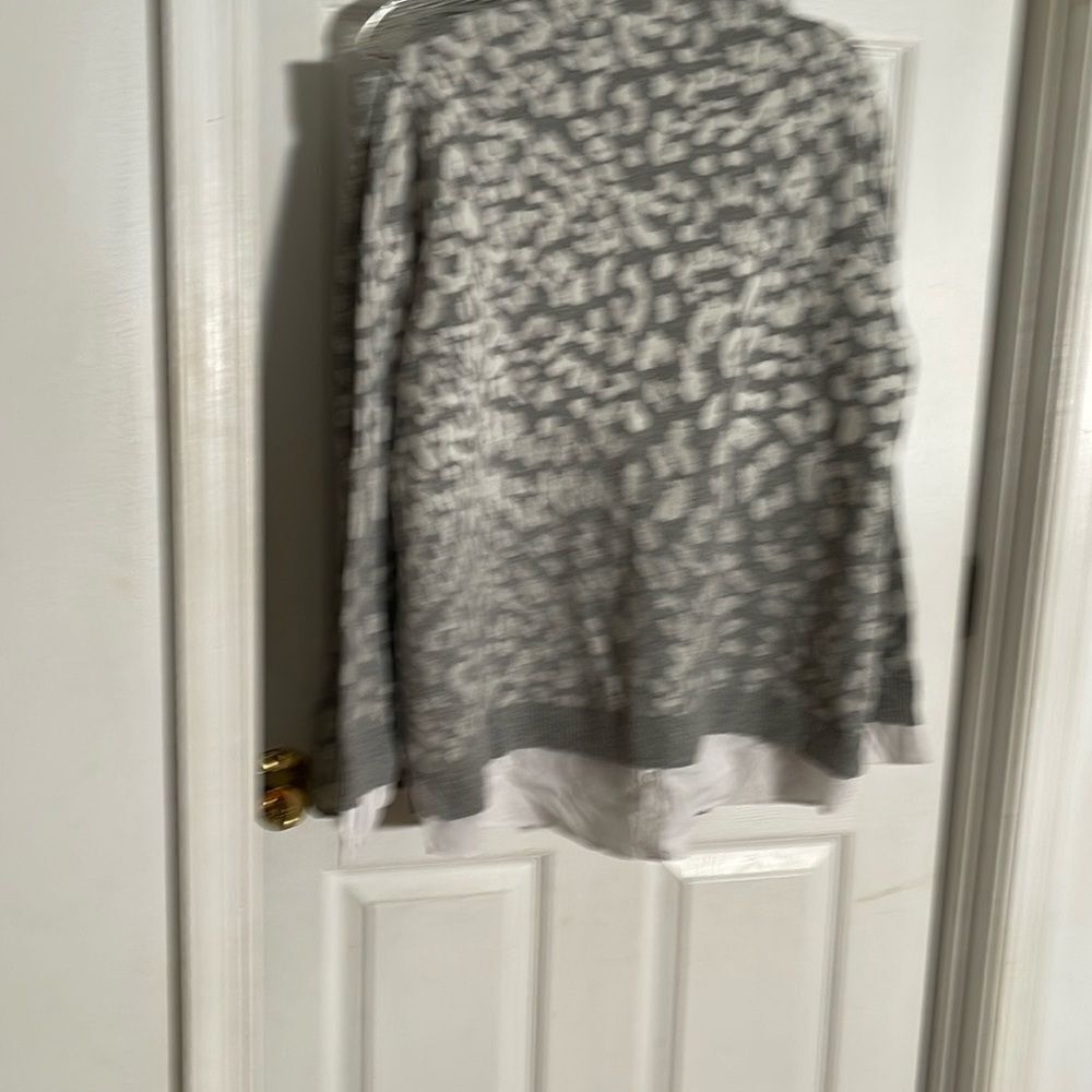Isaac Mizrah  Live! 2pc Gray and White Patterned Sweater Skirt Set
